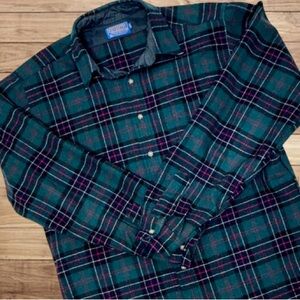 Pendleton Plaid Flannel Shirt Wool Authentic Sinclair Hunting Tartan XLT XL TALL